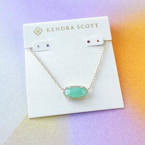 Kendra Scott Elisa Gold Chalcedony Glass Necklace New